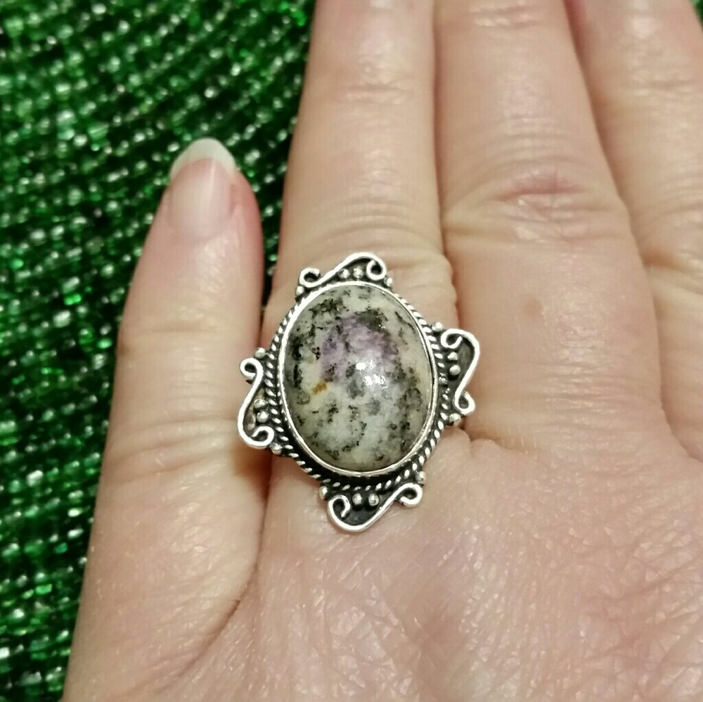 .925 Silver Oval K2 Ring Size 7.5